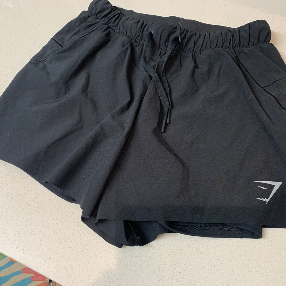 Gym shark shorts black drawstring xs